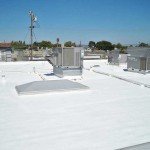 Foam roof with vents and air conditioning units