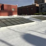 Commercial building with spray polyurethane foam roof