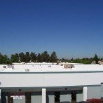 Business building with foam roofing