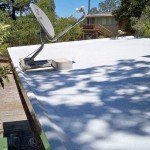 Polyurethane roof with satellite dish