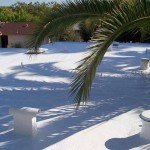 Flat roof with spray foam