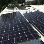 Solar panels on roof in neighborhood