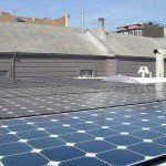 closeup of solar panels from roof view