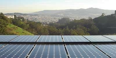 Dura-Foam solar panels overlooking valley with hills